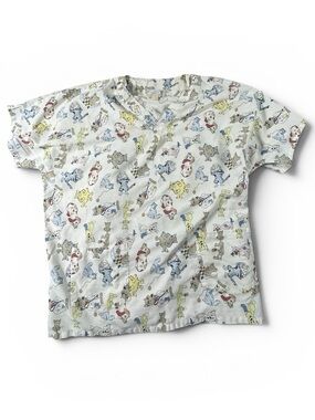 Vintage Women’s White Animal Print Scrub Top